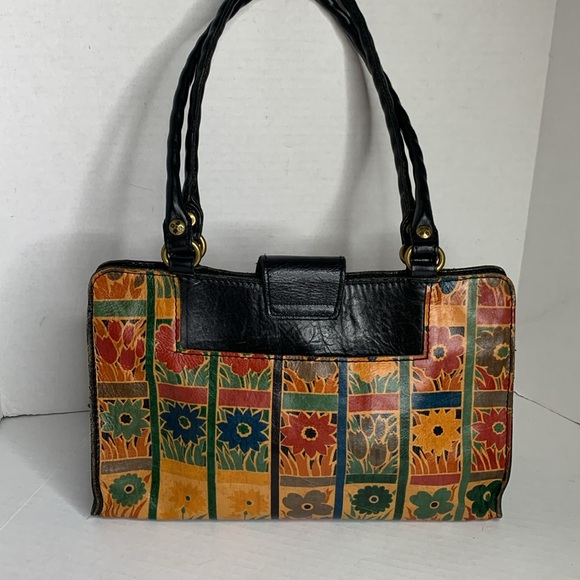Patricia Nash Rienzo floral leather satchel shoulder bag - Picture 5 of 12